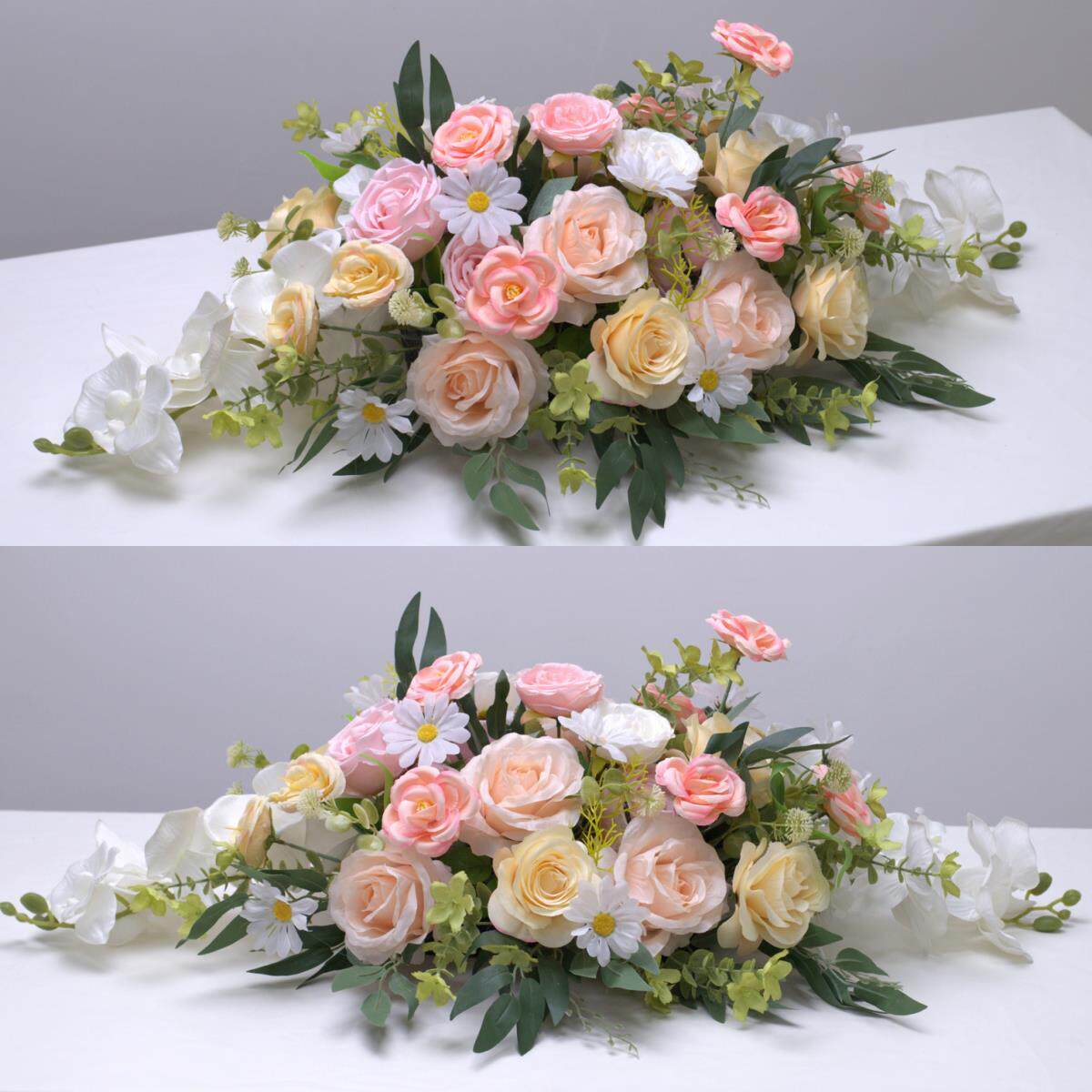 会议室桌花高档商务酒店圆餐桌花前台装饰签到台摆件彷真花桌面花