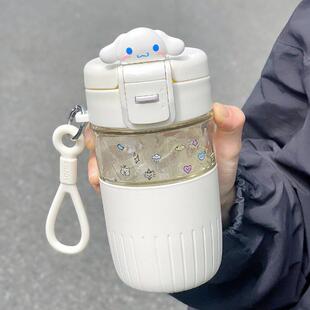 玉桂狗玻璃杯耐高温学生防烫男女高颜值水杯带杯套办公室泡茶杯子