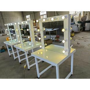 影楼培训学校专用双面化妆台带灯轮化妆镜桌移动工作室剧院梳妆台