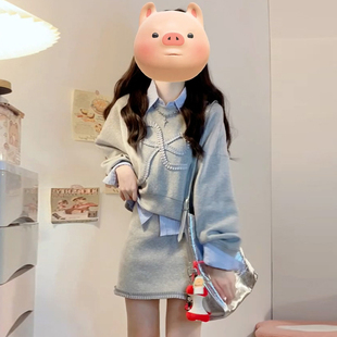 外贸出口转内销灰色卫衣连衣裙子女新款入早秋季小个子学院风韩系