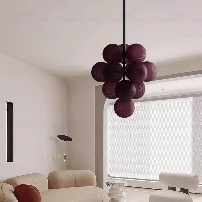 北欧创意个性葡萄客厅吊灯高颜值紫色波纹球别墅卧室书房设计师灯,橡塑材料及制品,亚克力管/有机玻璃管,淘宝优惠券,粉丝福利购,淘宝优惠卷