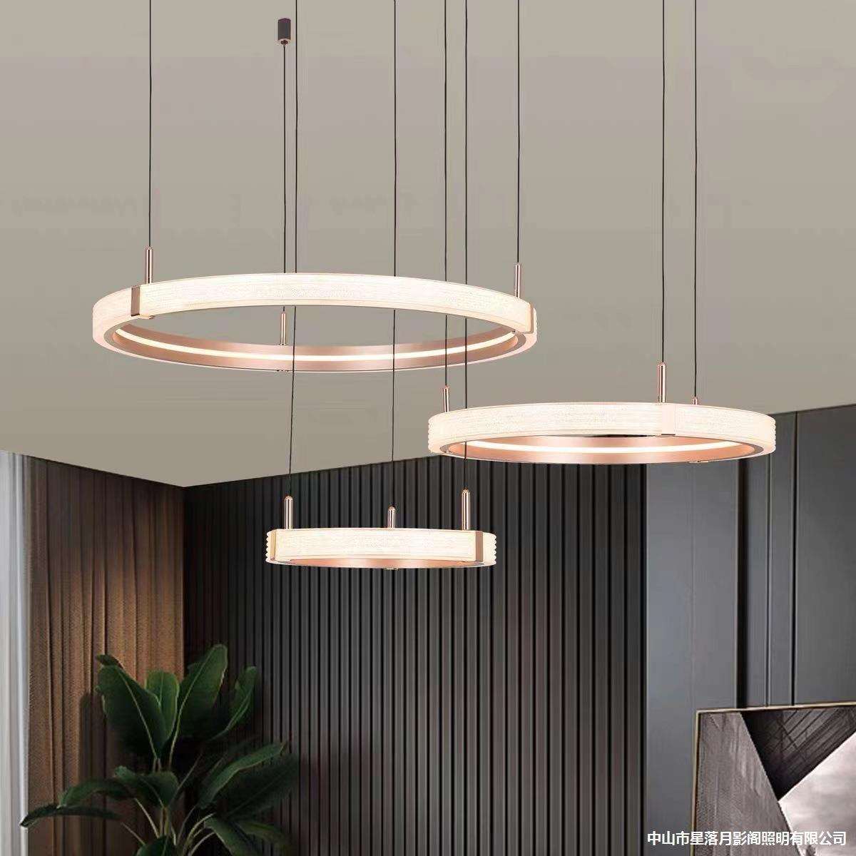 现代意式极简客厅圆圈吊灯北欧简约轻奢大气led环形卧室餐厅灯具