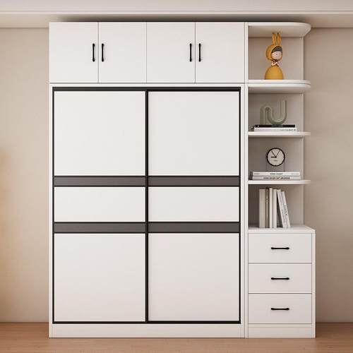 奥易迈全实木衣柜家用卧室60深儿童出租房推拉门衣橱简易收纳柜