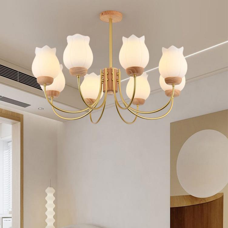 北欧奶油风铃兰玻璃吊灯简约现代客厅灯餐厅吊灯大气家用卧室灯具