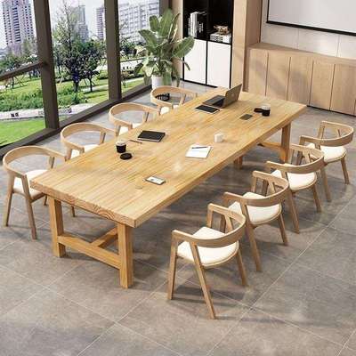 实木会议桌长桌简约现代大型洽谈组合条桌办公桌长条工作台桌椅