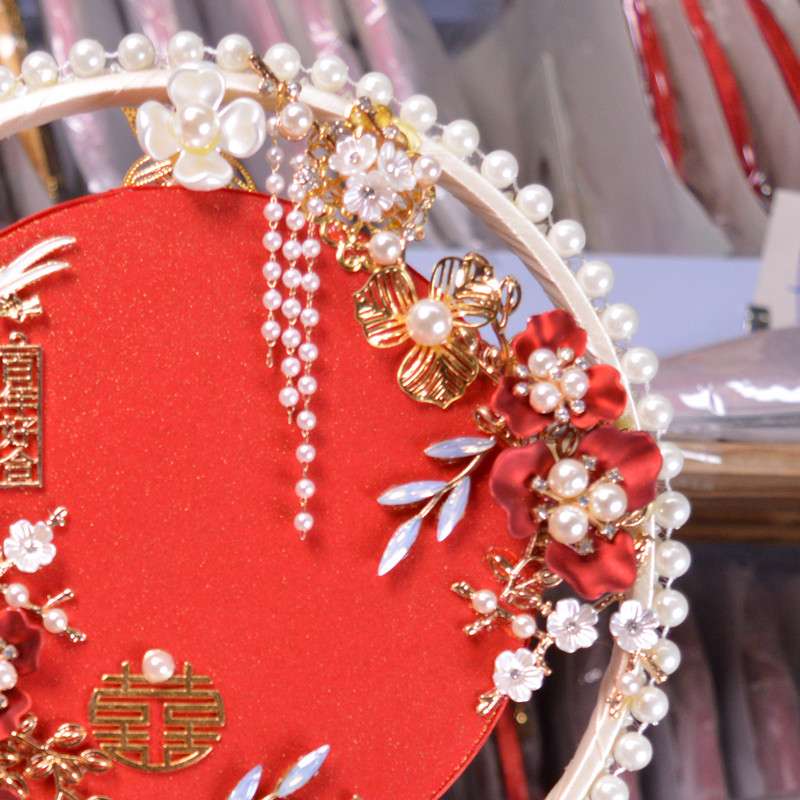新娘喜扇秀禾服团扇结婚婚礼团扇古风扇子出嫁扇喜字扇中式手捧花