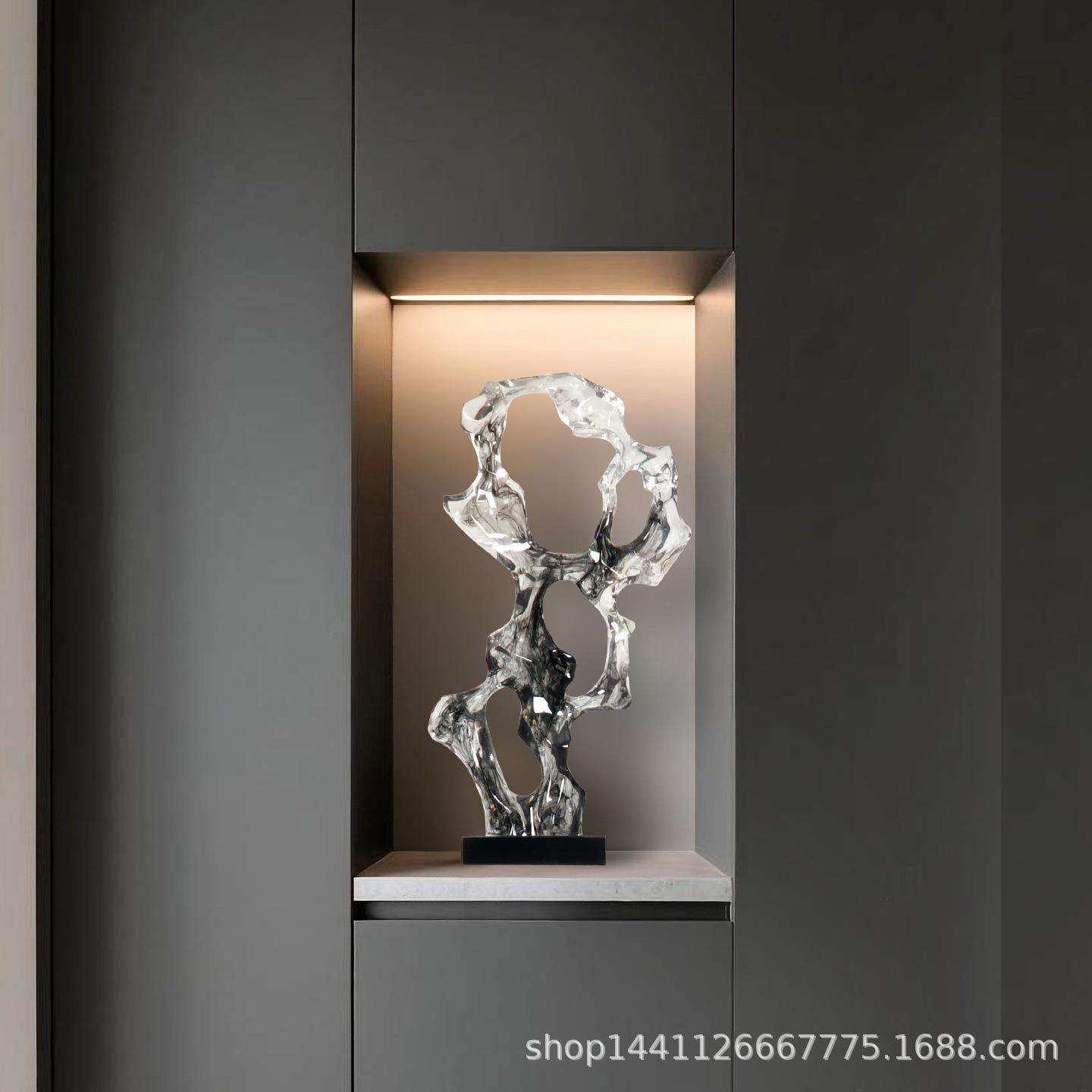 现代酒店大堂太湖石雕塑透明树脂桌面摆件创意装置艺术品抽象,橡塑材料及制品,亚克力管/有机玻璃管,淘宝优惠券,粉丝福利购,淘宝优惠卷