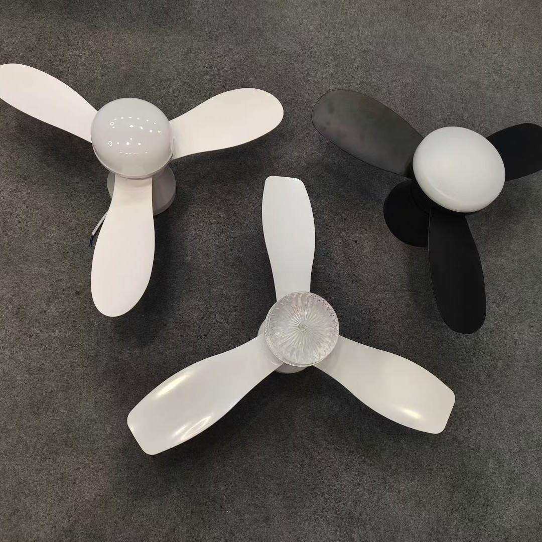 三叶风扇灯三叶遥控吸顶风扇灯三叶水晶罩黑色叶白色叶30寸风扇灯