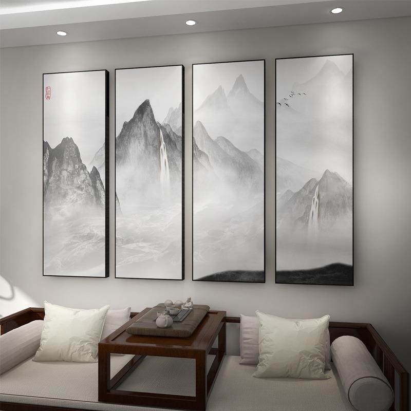 中式客厅山水画水墨茶室装饰画条屏办公室挂画堂屋中堂画沙发壁画,橡塑材料及制品,亚克力管/有机玻璃管,淘宝优惠券,粉丝福利购,淘宝优惠卷