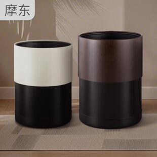 酒店宾馆民宿客房木纹色垃圾桶办公室客厅卫生间厕所圆形无盖纸篓