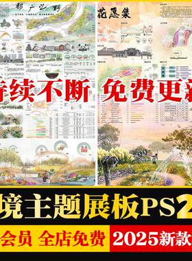 竞赛风花境主题设计A1A0花镜PSD分层素材分析图模板PS展板ps素材