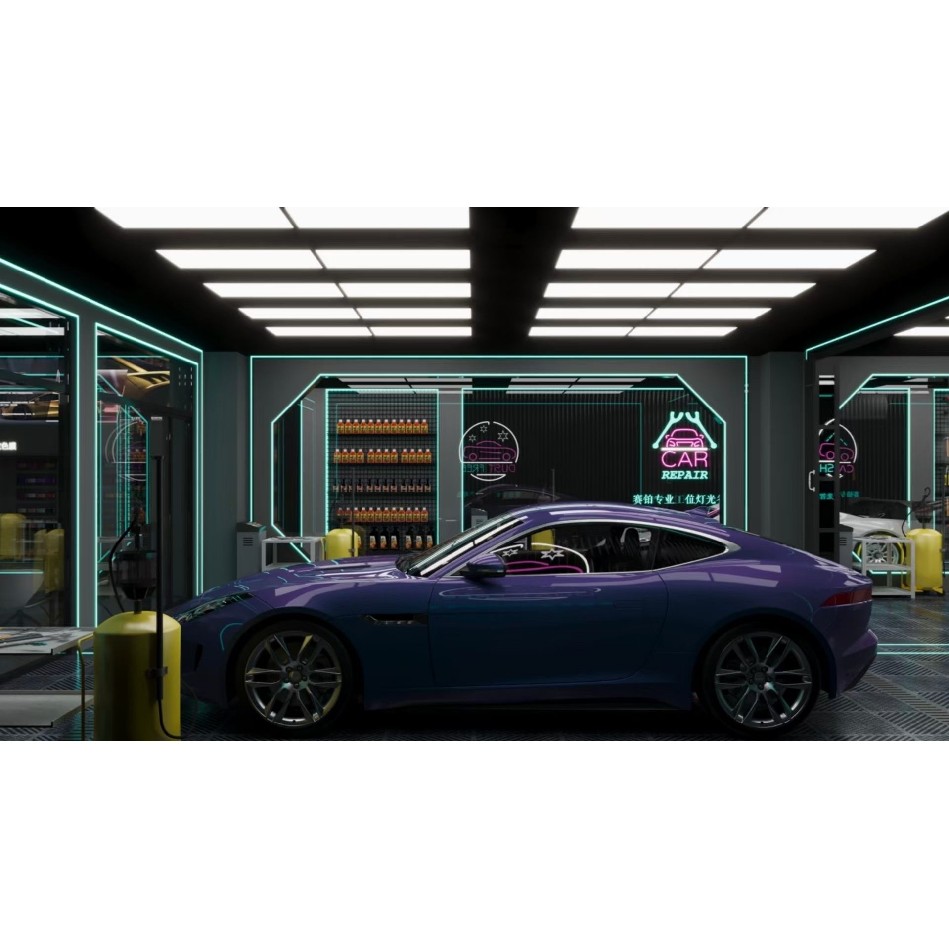 加宽九宫格灯定制汽车美容工位灯贴膜车间洗车房洗车灯一体车库灯,商业/办公家具,灯箱布/软膜天花,淘宝优惠券,粉丝福利购,淘宝优惠卷