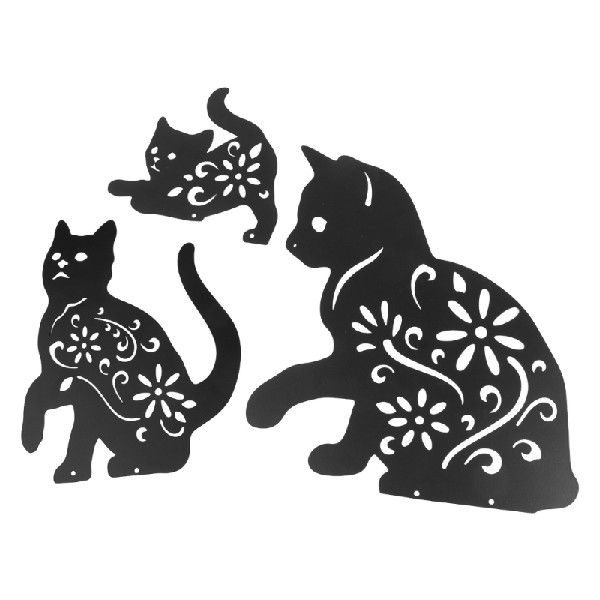 极速3 Cats Silhouette Garden Stake Decorative Model XOrnamen