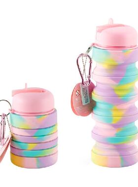 极速Reusable Silicnone Water Bottle Foldable Travel Gym Camp