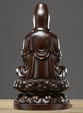 极速黑檀木雕g观音佛像摆件客厅供奉家用红木坐莲观世音菩萨雕刻