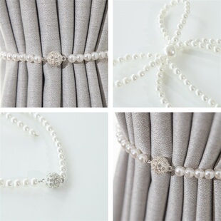 极速珍珠蝴蝶结床帘m绑带捆绑带磁吸绑绳收纳带INS风窗帘收纳绑饰