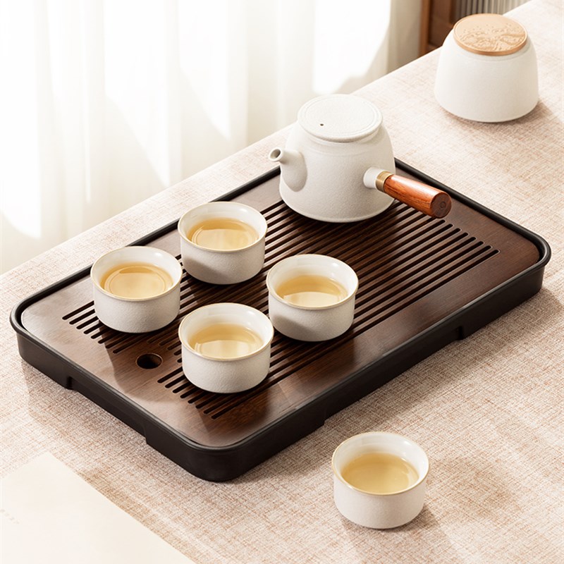 极速茶盘家用托i盘小型茶海乾泡台功夫茶具茶道现代简约轻奢竹制