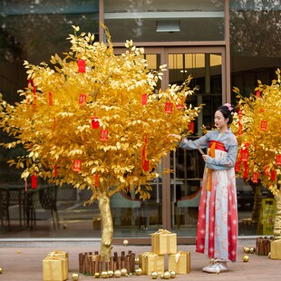 极速仿真金色金榕树摇钱树新年y祈福红包树金钱树许愿树大型假树