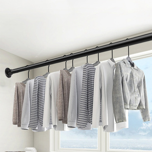 极速窗帘杆伸缩不打孔的免打洞安装伸缩衣柜杆R挂衣杆免钉简易加