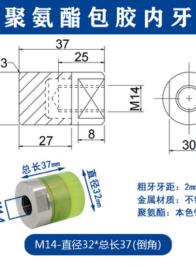 聚氨酯内螺纹缓冲减震压块不锈钢包优力胶手拧螺丝钉圆螺母防撞头