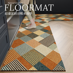 美式 复古厨房地垫硅藻泥吸水垫L型防滑地毯防油防污7字型转角脚垫