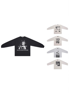 新款ERD忧郁的富二代素描涂鸦宽松休闲长袖T恤男女长袖打底衫