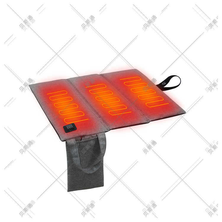 跨境亚马逊秋冬户外露营野营垂钓便携三折USB接口可调温加热坐垫