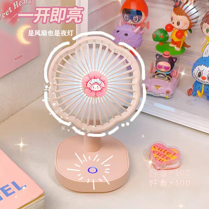 可爱花朵小风扇静音手持迷你宿舍电风扇桌面便携式卡通usb办公室