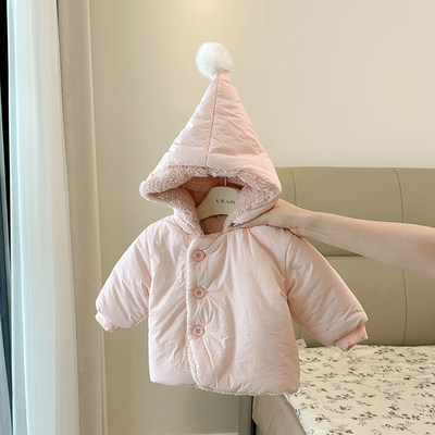 DGKP儿童外套女冬加绒加厚婴儿宝宝红色衣服女童冬装外套2025新款