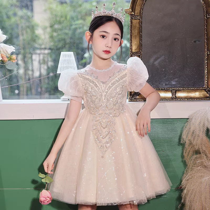 DGKP女童礼服轻奢小众儿童生日钢琴演出服洋气花童婚礼走秀蓬蓬裙