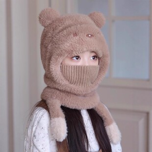 法国BADNUT儿童帽子冬季2025新款男女童护耳防风中大童围脖一体帽