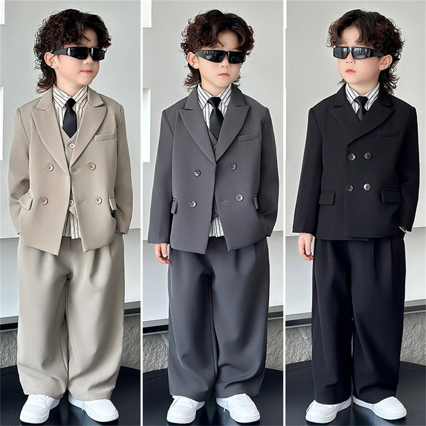 韩国Uamtor男童西装套装2026新款男童走秀演出服秋冬男孩花童礼服