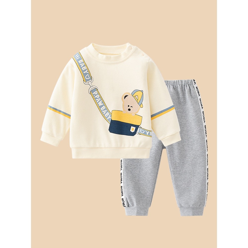 英国DHWA宝宝套装春秋男童休闲两件套婴儿卫衣卫裤儿童春装潮