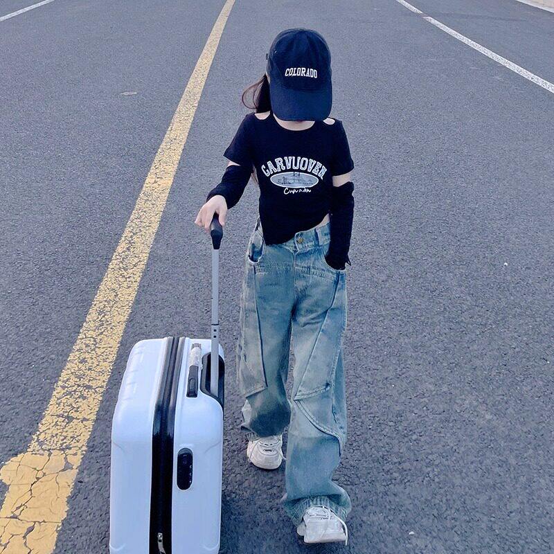 法国Uamtor女童夏装裤子2026新款大儿童时髦夏季小孩牛仔裤洋气潮