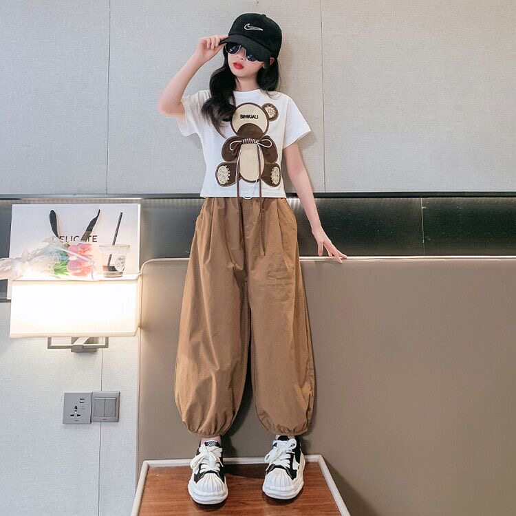 韩国Uamtor女童套装夏季薄款儿童时髦运动短袖新款女孩洋气两件套