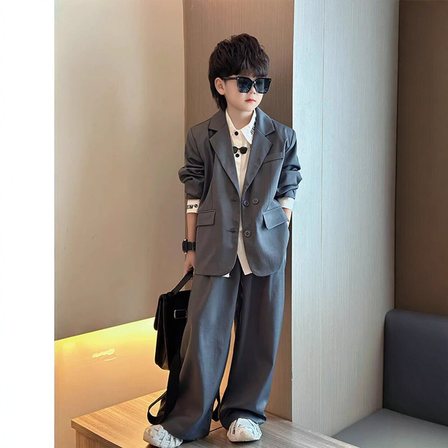 韩国Uamtor男童西服套装春秋2026新款中大童韩版时尚外出西装礼服