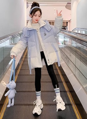 NEXT GJLG 女童羽绒服冬装2025新款洋气儿童白鸭绒免洗中长款外套