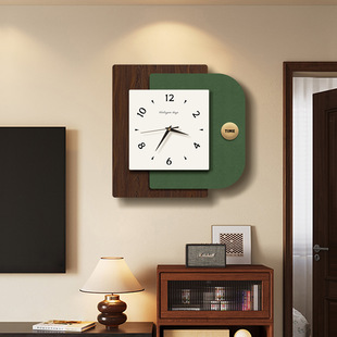 26新款 中古风客厅挂钟创意艺术挂表高级感立体时钟挂墙电视背景墙