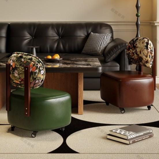 中式风小矮凳子万向轮溜溜滑轮凳