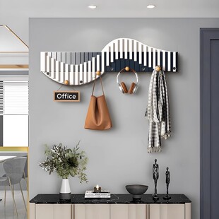 简约风格实木钢琴键家用挂衣架墙上壁挂衣钩卧室玄关装饰收纳挂钩