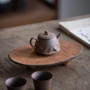 茶盘 粗陶中式 小型干泡台老岩泥壶承家用速干沥水长方形茶具托盘
