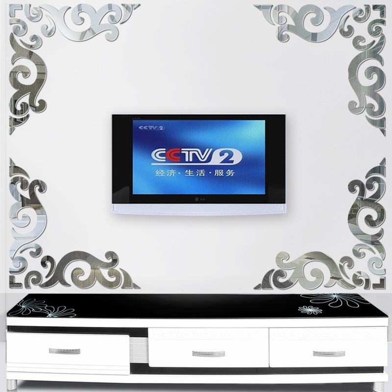 3d中式花边亚克力镜面立体墙贴客厅吊顶电视背景墙装饰 欧式边框
