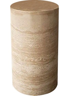 新洞石圆柱底座别墅酒店客厅落地装饰立柱天然大R理石摆件底座定