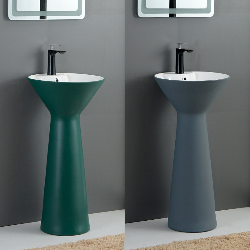 新陶瓷黑色立柱盆一体洗手v台单盆圆形立柱式洗手盆小户型落地洗,家装主材,立柱盆,淘宝优惠券,粉丝福利购,淘宝优惠卷