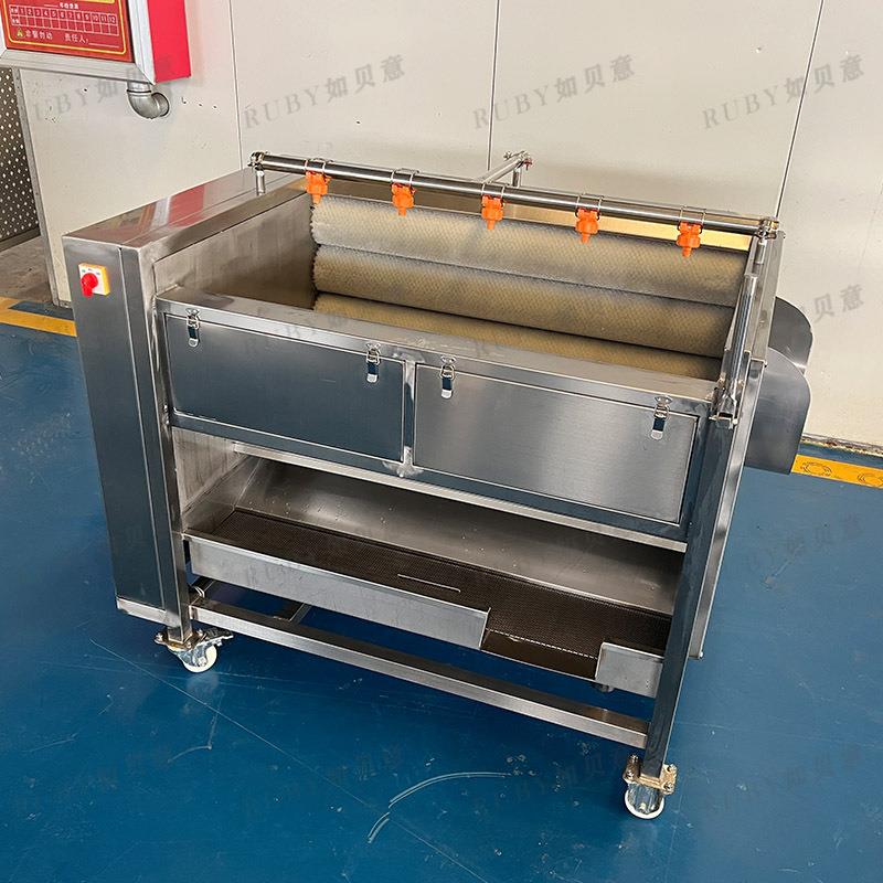 毛辊芋头磨皮机 不锈钢生姜清洗切割流水线 洋葱老姜去皮去泥机