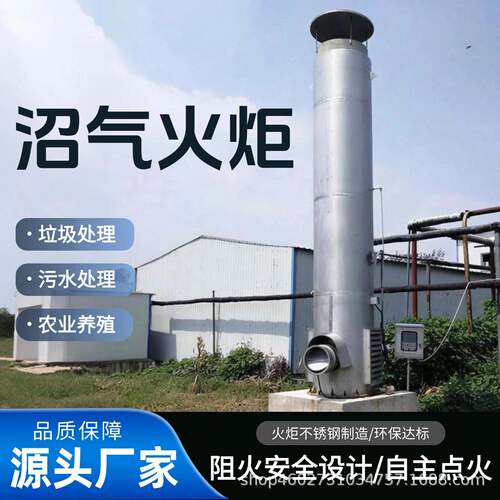 山东沼气火炬厂家养猪场沼气工程配套304不锈钢燃烧头污水处理