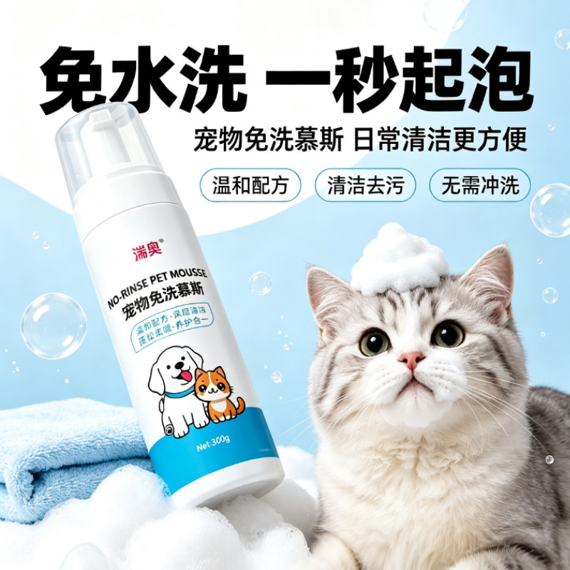猫咪沐浴露狗狗洗澡柔顺除臭留香宠物清洁干洗泡沫慕斯免洗沐浴液