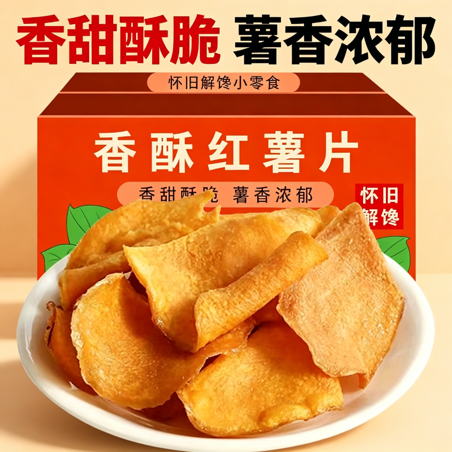 减解馋肥小零食地瓜片非油炸无糖精夜宵特级无干燥机田园干粗粮饱腹脂肪宿舍营养薄脆香酥红薯片0芝麻香方便糖人减脂期学生抗饿