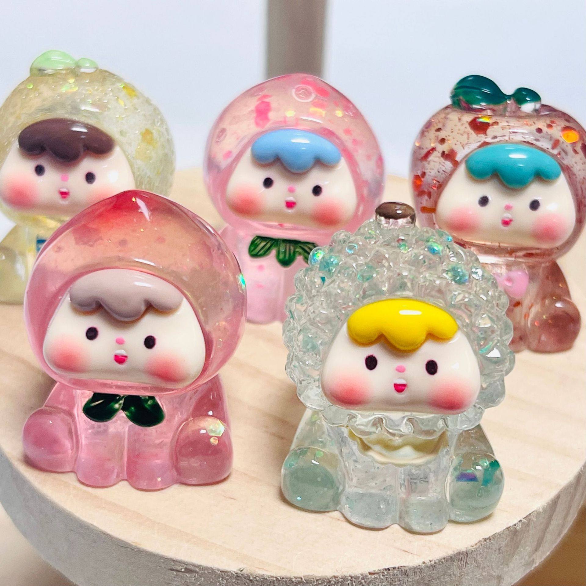 爆闪亮片立体水果崽崽盲盒树脂创意可爱摆件diy饰品配件爆款摆件