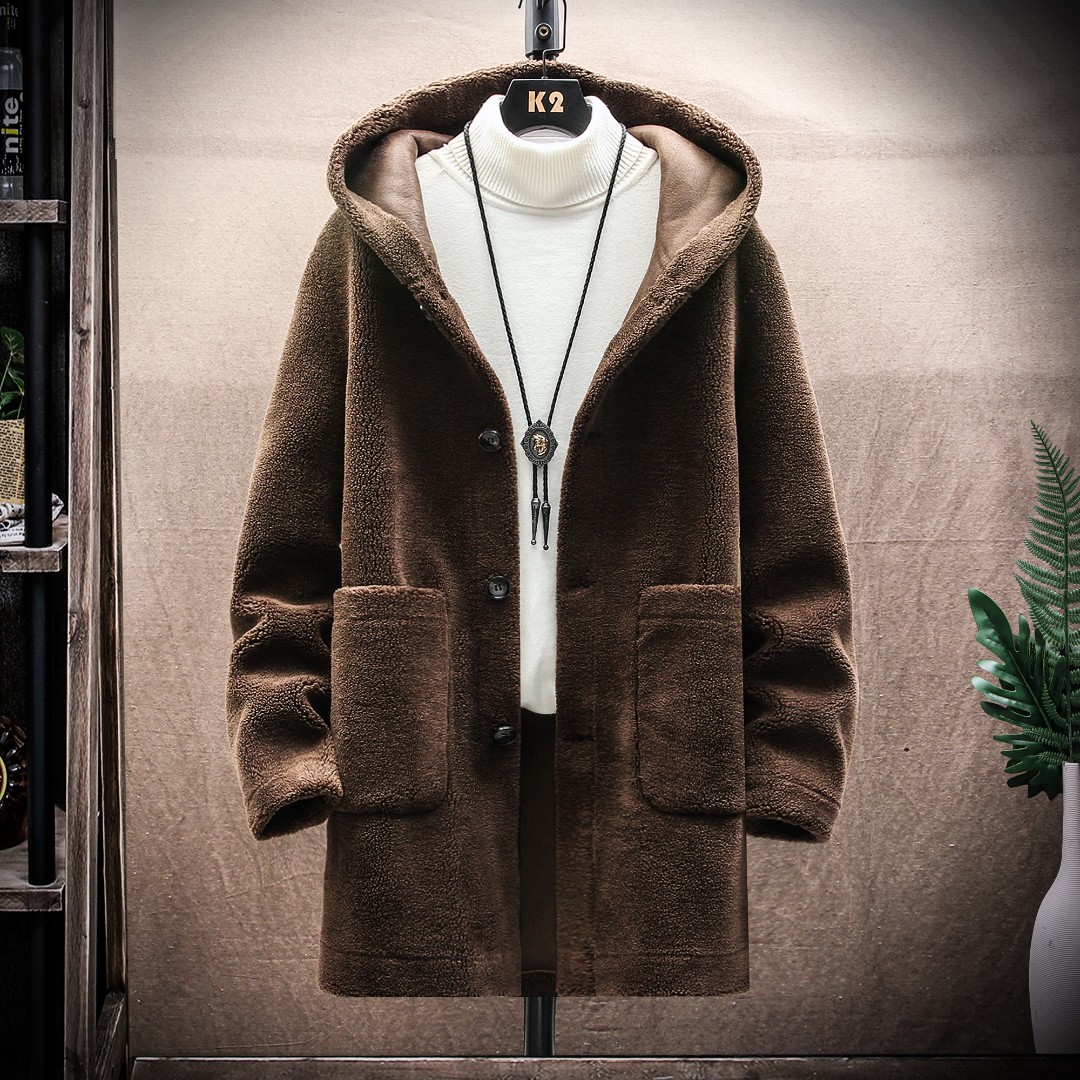 美立森冬季男生外套连帽长款加厚